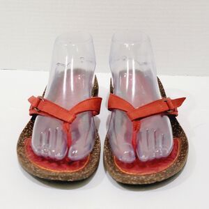 Teva Ventura Flip Flops Womens Size 9 Red Leather Cork Thong Toe Post Sandals